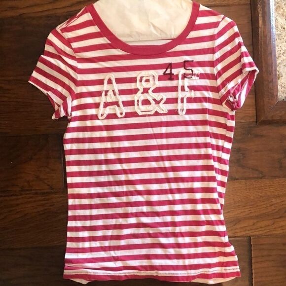 Magenta and white stripe Abercrombie tee - Picture 1 of 1